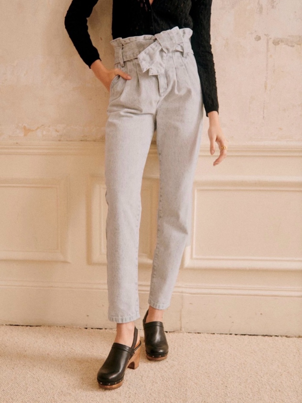 Sezane Austin Trousers Snow Grey - Size 4